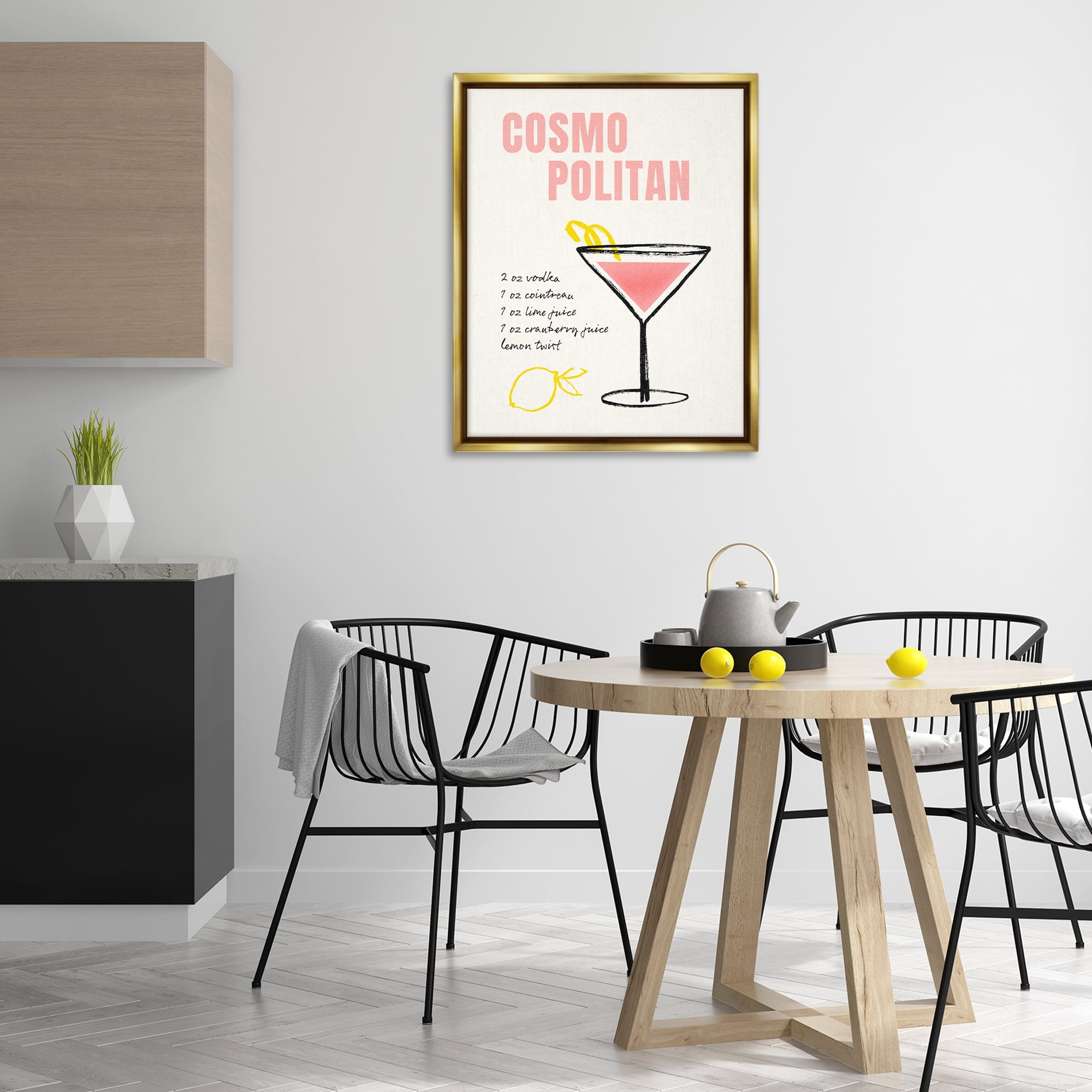 Stupell Industries Cosmopolitan Drink Recipe Food & Beverage Painting Gold Floater Framed Art Print Wall Art, 25 x 31