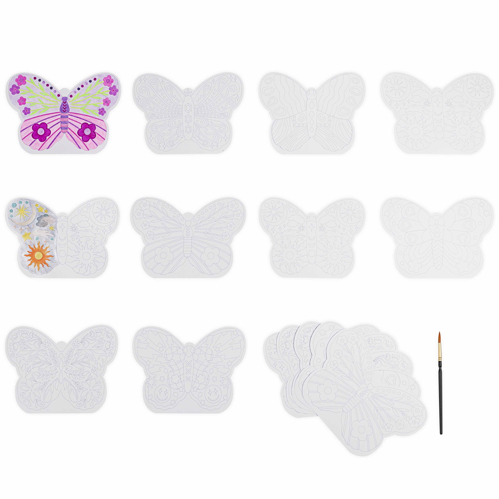 Vivid by Brea Reese: Mixed Media Coloring Pad - Butterfly - 24 Shaped Sheets in 8 Pattern Designs, Art Paper Pages For Paints-Markers-Colored Pencils