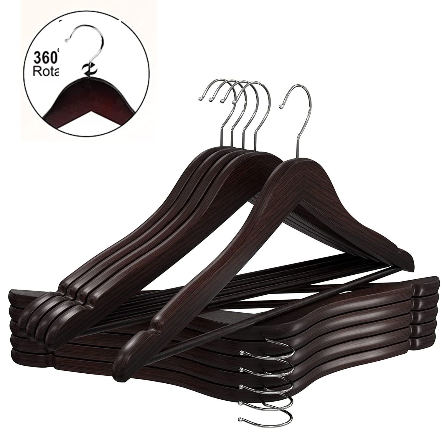 HOME Coat Hangers, 10 Pack Solid Wooden Suit Hangers with Notched