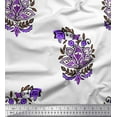 thumbnail image 1 of Soimoi Polyester Crepe Fabric Leaves & Floral Block Printed Fabric 1 Yard 52 Inch Wide, 1 of 3