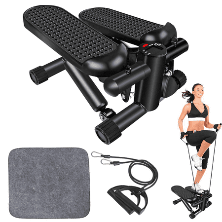 ZFITEI 220 lb Capacity Mini Stepper with Resistance Bands and LCD Monitor