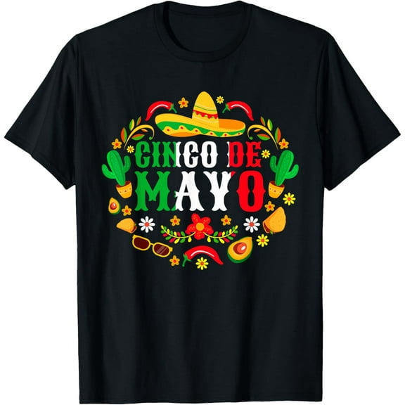 Cinco De Mayo Lets Fiesta Squad 5 De Mayo Mexican Men Women T-Shirt men and women can wear, black, white, gifts