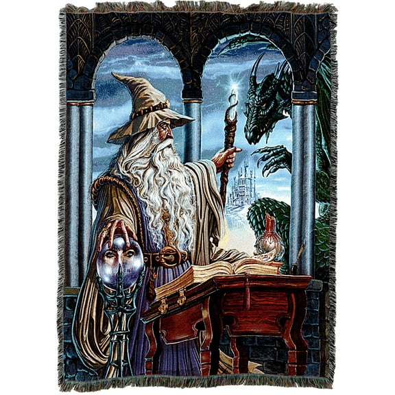 Pure Country Weavers Wizard's Emissary Dragon Blanket by Ed Beard Jr - Fantasy Tapestry Throw Woven from Cotton - Made in The USA (72x54)