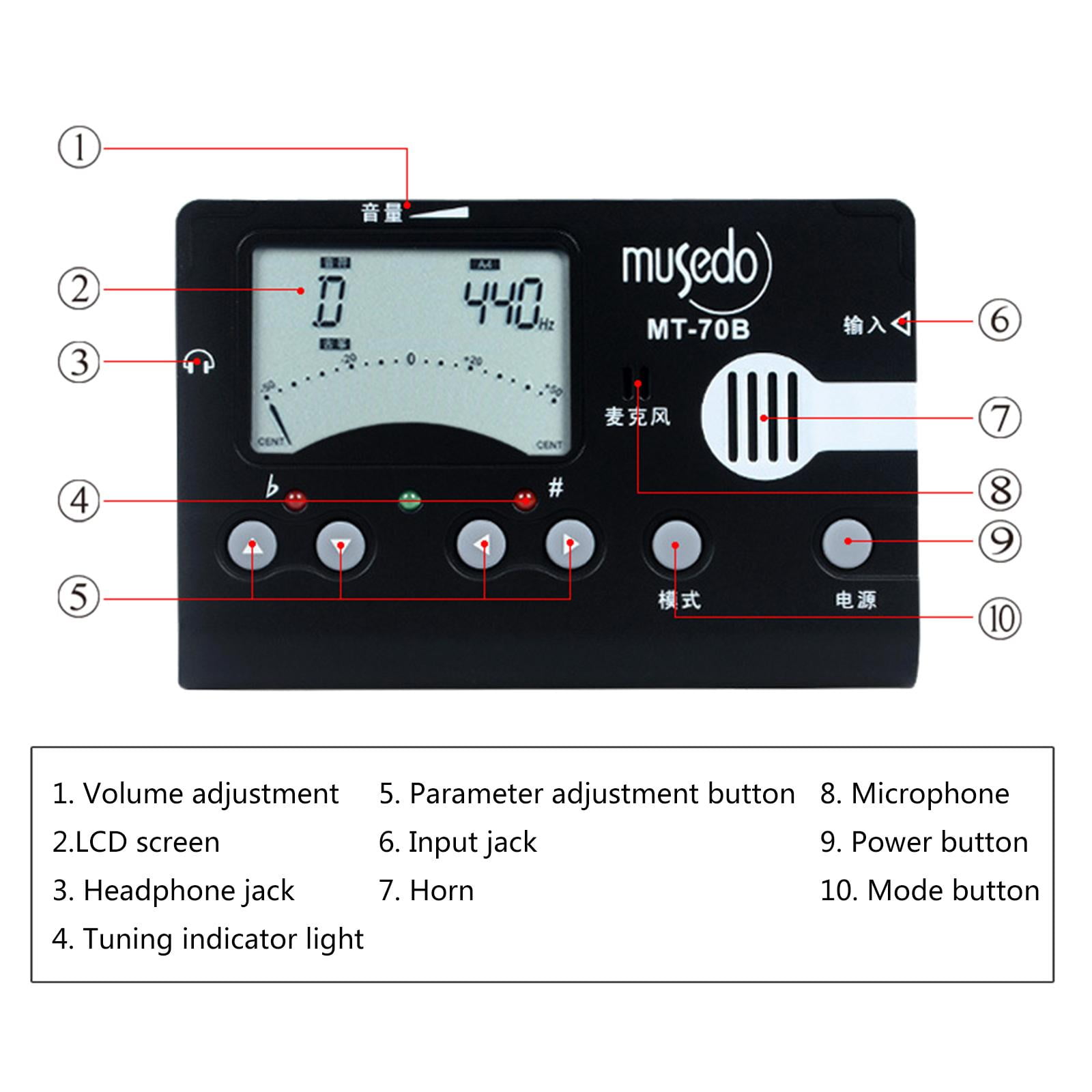 Electronic Digital 3 in 1 Tuner Metrono me Tone Generator for Guzheng Plastic