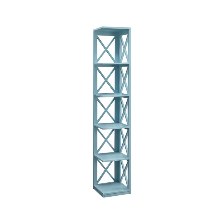 Convenience Concepts Oxford Tall 5 Tier Corner Bookcase, Sea Foam