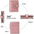thumbnail image 4 of Cartera pequeña para mujer Tarjetero plegable de cuero Bloqueo RFID con bolsillo para monedas con cremallera, 4 of 5