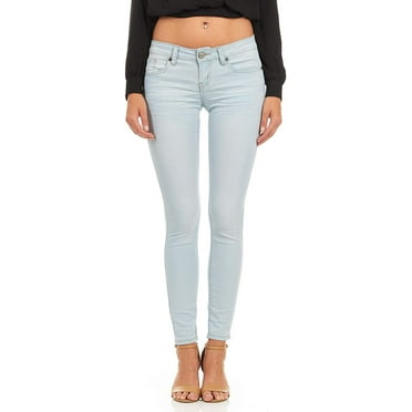 Cute Teen Girl Basic Cuffed Skinny Jeans for Women Juniors Stretchy Denim Plus Size 16W Light Blue