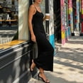 thumbnail image 5 of FDGIU Women's 2026 Summer Spaghetti Strap Scoop Neck Maxi Dress, Ribbed Knit Bodycon Sleeveless Long Casual Sundress for Daily Vacation Streetwear, 5 of 7