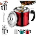 thumbnail image 1 of 2026 New Stainless Steel Oil Filter Pot Can, Large Capacity Grease Container Stainless Steel, Bacon Grease Saver Strainer And Strainer Lid Kitchen for Filtering Separating Reusing Oil(Red), 1 of 7