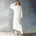 thumbnail image 5 of BRGZLK Winter Sweater Dresses for Women Trendy VNeck Solid Color Warm Cozy Casual Long Dress Button Down Side Slit Maxi Dress White L, 5 of 8