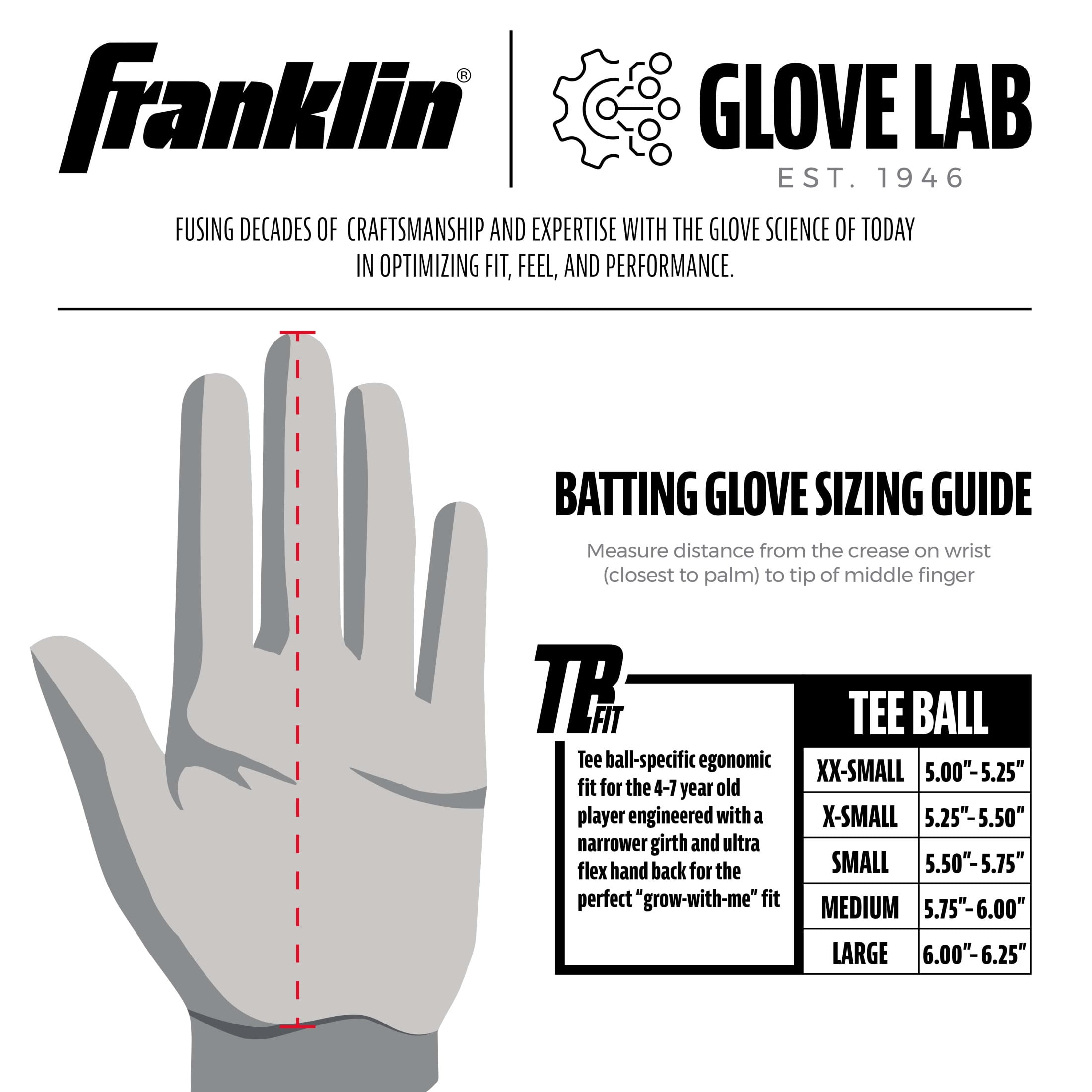 Franklin Sports MLB Youth Teeball Batting Gloves - Grow to Pro Kids Baseball + Softball Batting Gloves - Boys + Girls Batting Gloves for Teeball, Baseball + Softball - Black/White - Youth XX Small