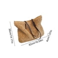 thumbnail image 3 of Linnome Large Hollow Woven Straw Tote Bag Wide Leather Shoulder Straps Summer Beach Vacation Shoulder Handbag for Daily Shopping Travel Outdoor Small Item Storage, 3 of 6