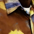 thumbnail image 6 of GUZOM Mens Short Sleeve Button Down Shirt Abstract Brushstroke Print, Stretch Wrinkle Resistant Casual Hawaiian Style Vacation Top, Brown,Size 2XL, 6 of 7