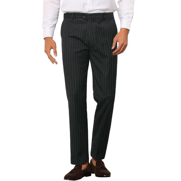 Pantalones de rayas INSPIRE CHIC para hombre, corte slim, pantalones formales de frente plano, 28 negro