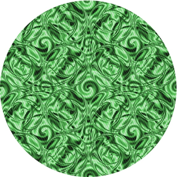 Ahgly Company Machine Washable Indoor Round Transitional Green Area Rugs, 6' Round