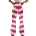thumbnail image 4 of QATAINLAV Women's Trendy Stripe Flare Leggings Casual Milk Silk Soft Yoga Pants High Waisted Legging Pants Bell Bottom Sweatpants Prime Sales White S, 4 of 8