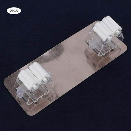 

2Pcs Seamless Broom And Mop Holder Wall Mounted Laundry Room Organization And Storage Double-Buckle Transparent Non-Slip For Living Room Storing Mop Broom Double-Buckle