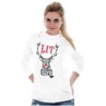 thumbnail image 3 of Funny Christmas Hipster Reindeer Lit Plus Size Long Sleeve Graphic Tee Shirt Brisco Brands 3X, 3 of 5