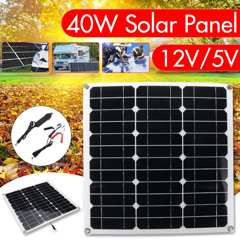 30W 12V Dual USB Flexible Solar Panel Battery Charger Auto Boat Controller Kit 
