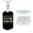 thumbnail image 2 of Bicyles And Guitars Cycling Stainless Steel or 18k Gold Premium Swivel Dog Tag Keychain, 2 of 10