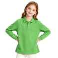 thumbnail image 6 of Girls School Uniform Long Sleeve Polo Shirt Kids Collared Golf Pique Polo Shirts Back to School Fall Clothes Green,10-11 Years, 6 of 8