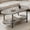 grey, variant on 47.2" Mid Century Cocktail Table, Low Storage Coffee Table, 2 Tier Vintage Center Table, Oval Coffee Table Unique Tea Table for Living Room Office, Easy Assembly