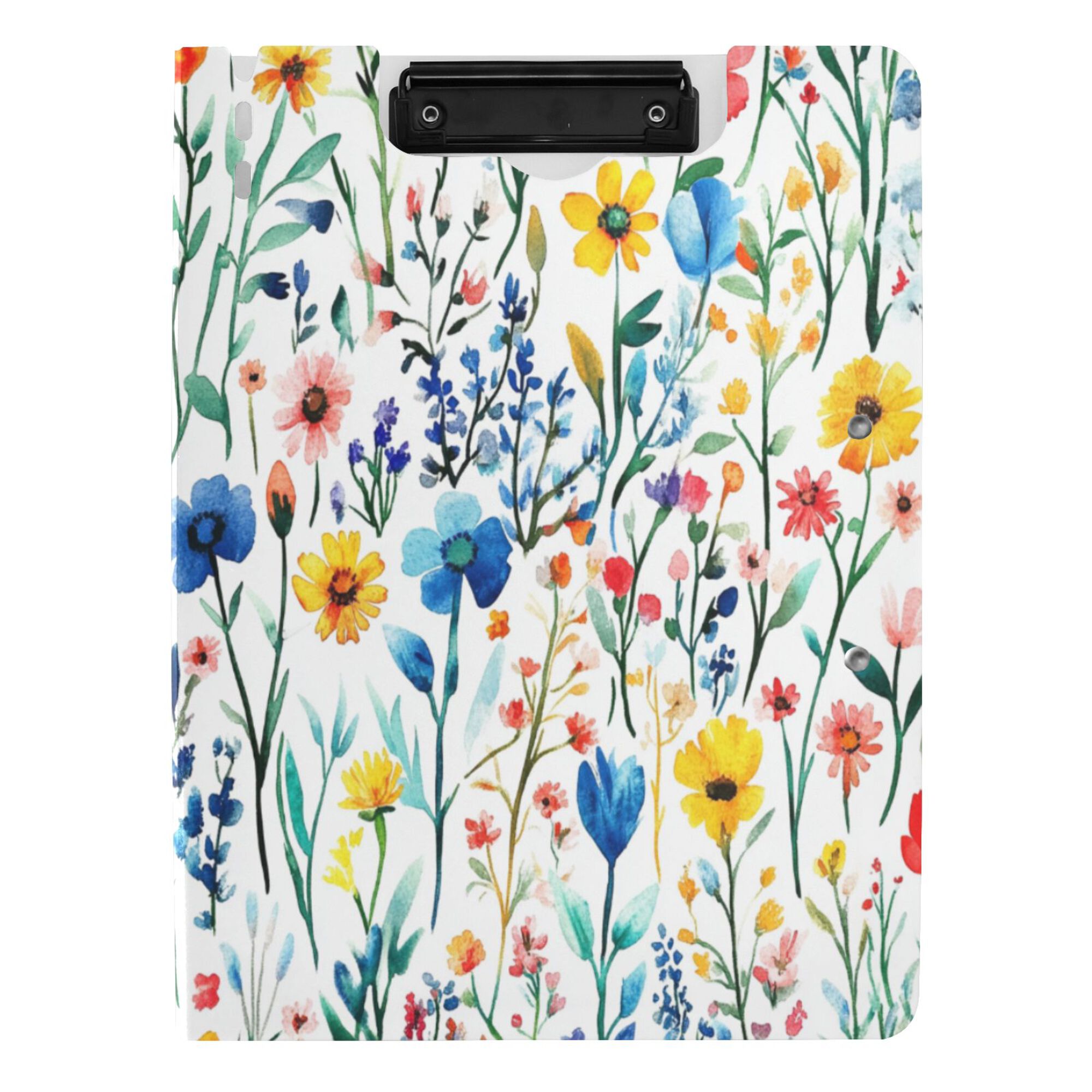 FORMRS A4 Clipboard Folder with Pen Holder Horizontal Foldable School Office Binder, Blue Wildflower Pattern