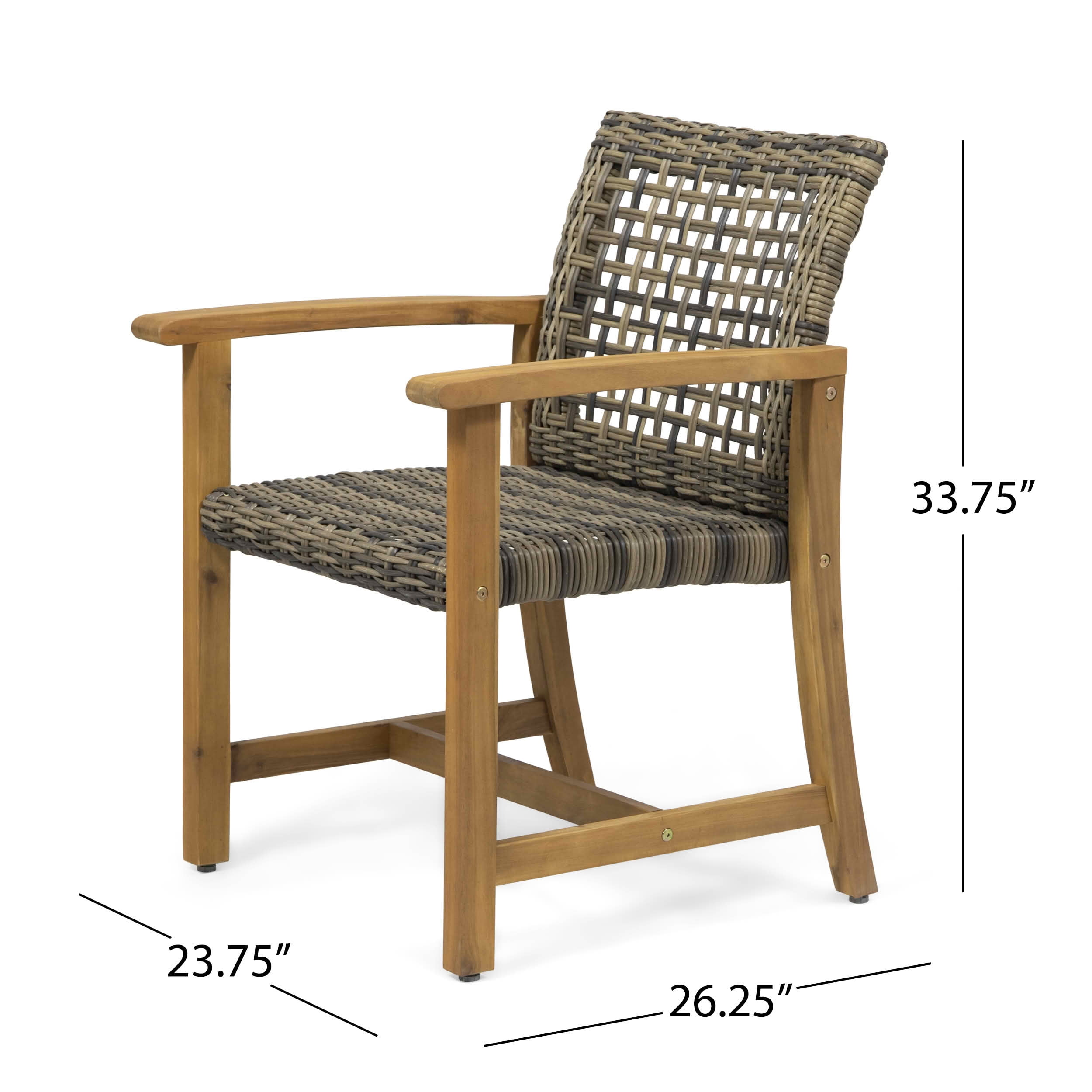 MAYEERTY Set of 2 Patio Acacia Wood Outdoor Dining Chairs with Woven Seating 400lbs Capacity