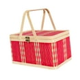 thumbnail image 5 of oshhni Picnic Basket Convenient Easy to Use Practical Woven for Outdoor Snack Bread Red White, 5 of 9