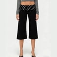 thumbnail image 4 of Women's Casual Wide Leg Cropped Pants Low Rise Fold Over Stretch Gaucho Pants for Summer Beach Holiday Streetwear, 4 of 6