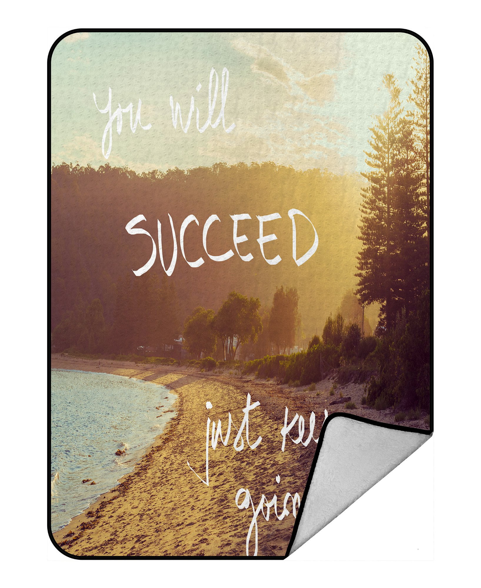 PHFZK Inspirational Quote Blanket, Sunset Calm Sunny Beach Fleece