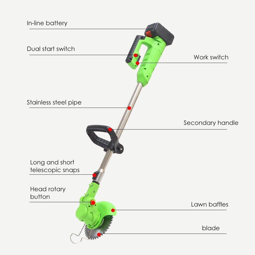 Jinyi Electric Cordless Grass String Trimmer Lawn Edger Weed Eater Cutter + 2 Battery