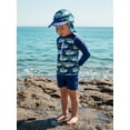 thumbnail image 4 of BemeyourBBs Toddler Baby Girls Boys Swimsuits Cute Infant Bathing Suit Turtle Tree Dinosaur Swimwear Rash Guard Long Sleeve Tops with Swim Trucks Shorts and Hat Set Summer Beachwear, 4 of 9