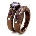 thumbnail image 3 of IP Coffee light Stainless Steel Ring with AAA Grade CZ in Amethyst for Women Amethyst Stone Color Style TK2746 Size 9, 3 of 4