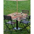 thumbnail image 4 of Boanket Outdoor Tablecloth with Umbrella Hole for Patio/Picnic/Party/Camping, Vintage Boho Waterproof Table Cloth Square Cover Washable, Modern Geometric Aesthetics Abstract Art 54"x 54", 4 of 7