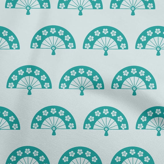 oneOone Viscose Chiffon Teal Green Fabric Asian Japanese Diy Clothing Quilting Fabric Print Fabric By Yard 42 Inch Wide