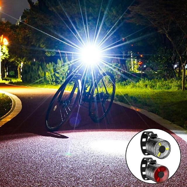 Luces delanteras y traseras para bicicleta, luz delantera y trasera para bicicleta, juego de luces LED superbrillantes para faros y luces traseras, luz de advertencia para bicicleta de carretera a pru