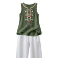 thumbnail image 7 of Womens Summer Tops Loose Embroidered Sleeveless V Neck Cotton Linen Tank Tops for Women Black M, 7 of 7