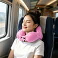 thumbnail image 5 of Press - to - Inflate Inflatable U - Shaped Neck Pillow, Portable Waterproof Travel Support Cushion, Firm Breathable Cozy PVC Material for Travel Office Rest,Pink, 5 of 6