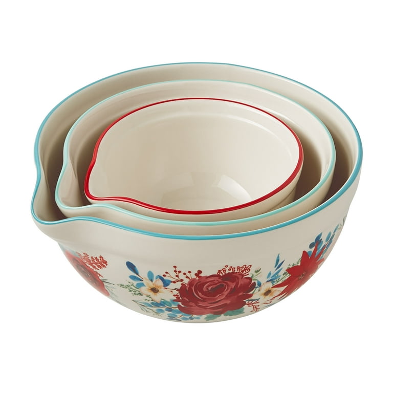The Pioneer Woman Wishful Winter 3-Piece Ceramic Mixing Bowl Set, Size: 3 Piece