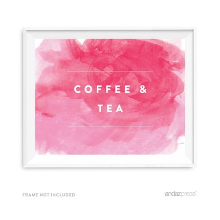 Tea & Coffee Pink Watercolor Wedding Party Signs Tea & Coffee Pink Watercolor Wedding Party Signs