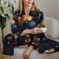 thumbnail image 6 of Bingfone Womens Pajama Sets Elegant Golden Blue Ornaments Print,Long Sleeve Loungewear Pajamas Set-X-Large, 6 of 8