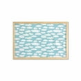thumbnail image 1 of Blue Sky Wall Art with Frame, Repetitive Bicolour Clouds Fluffy Cartoon Style Pattern Monochrome, Printed Fabric Poster for Bathroom Living Room, 35" x 23", Pale Turquoise and White, by Ambesonne, 1 of 2