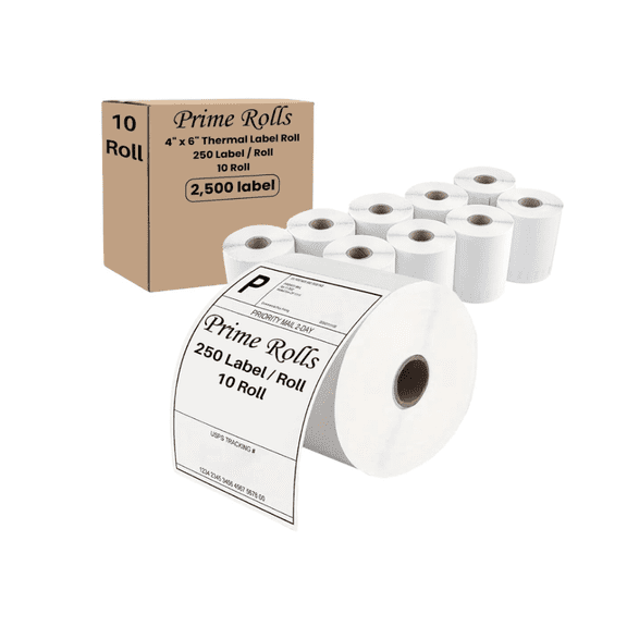 4” x 6” Direct Thermal Shipping Labels, 2500 Labels (250 per Roll, 10 Rolls) Water & Oil Resistant, Strong Adhesive Perforated – Compatible with Zebra, Rollo, Jadens, Nelko (Not for DYMO).