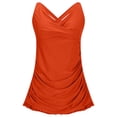thumbnail image 5 of Women's Tankini Swimsuit Tummy Control Bathing Suit Ruched Tankini Tops with Swim Skirt Swimwear Saffron S, 5 of 5