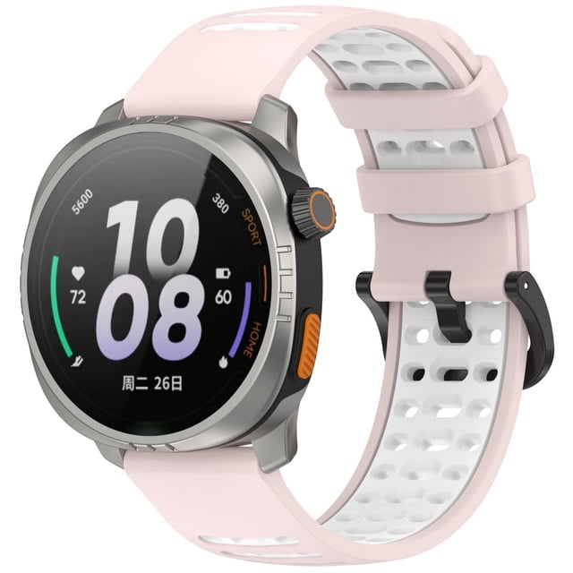 22mm Smart Sports Watch Two-Color Silicone Replacement Strap, Breathable, Lightweight, Sweat & Water Resistant, Versatile for Various Occasions