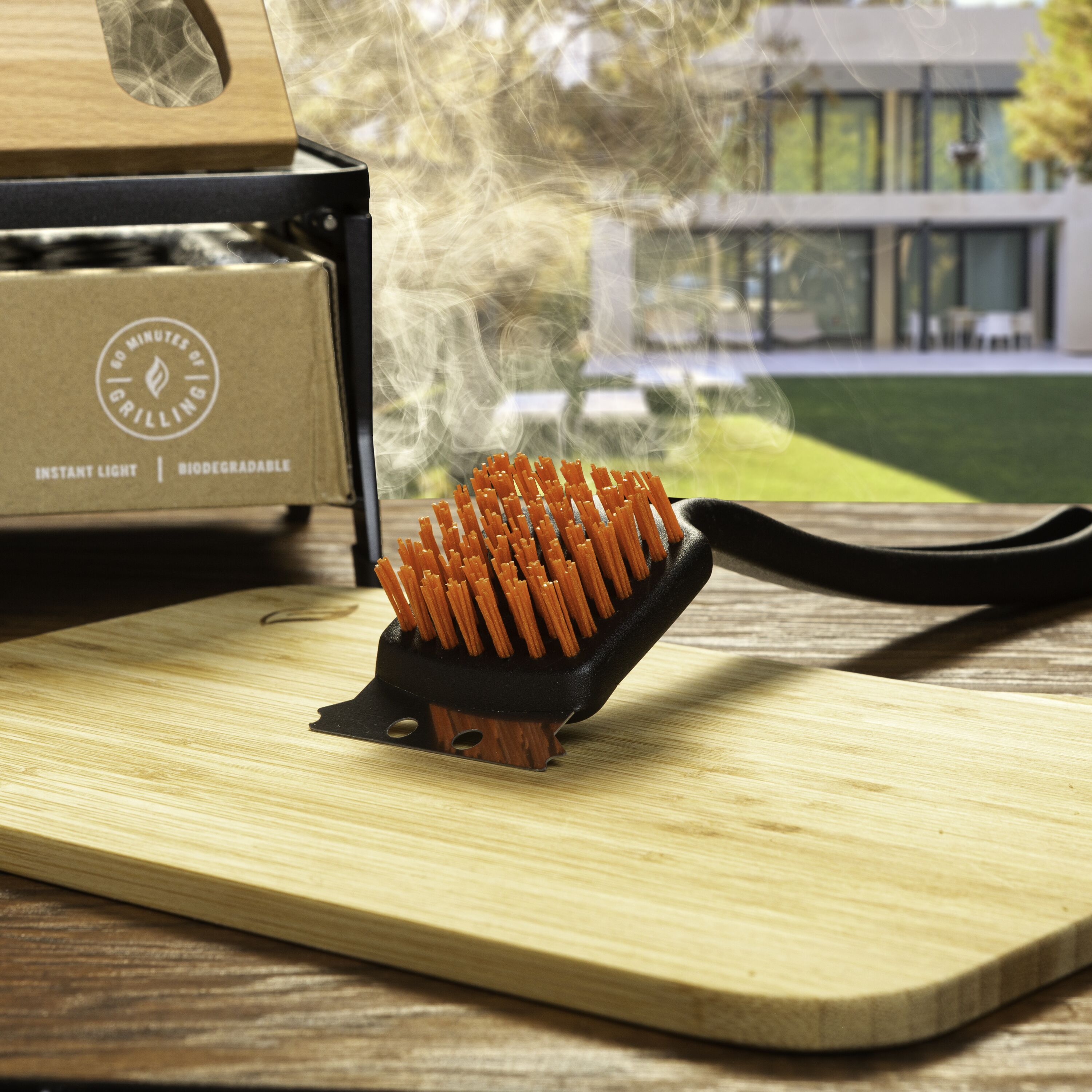 Fire & Flavor Grill Brush - Nylon Bristles & Stainless Steel Edge For Easy Grill Cleaning