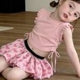 thumbnail image 6 of HWJAD Toddler Girl 2 Piece Outfit Little Girls Ruffle Sleeveless Drawstring Top and Floral Skirt Set Summer Kids Clothes, 6 of 7
