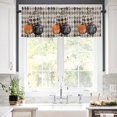 thumbnail image 5 of Fall Thanksgiving Valances for Windows Pumpkin with Floral Black White Diamond Plaid Rod Pocket Curtain Valance Window Treatment Short Curtains for Kitchen Living Room, 42"x18", 5 of 5