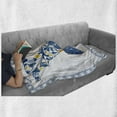 thumbnail image 6 of Letter V Soft Flannel Fleece Blanket, Traditional Portuguese Inspired Framework and Lettering Design Capital V, Cozy Plush for Indoor and Outdoor Use, 70" x 90", Blue Yellow Orange, by Ambesonne, 6 of 6